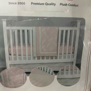 New Arrivals Inc Feather 3pc Crib Bedding Set- Blush Pink, Ivory 100% Cotton NEW